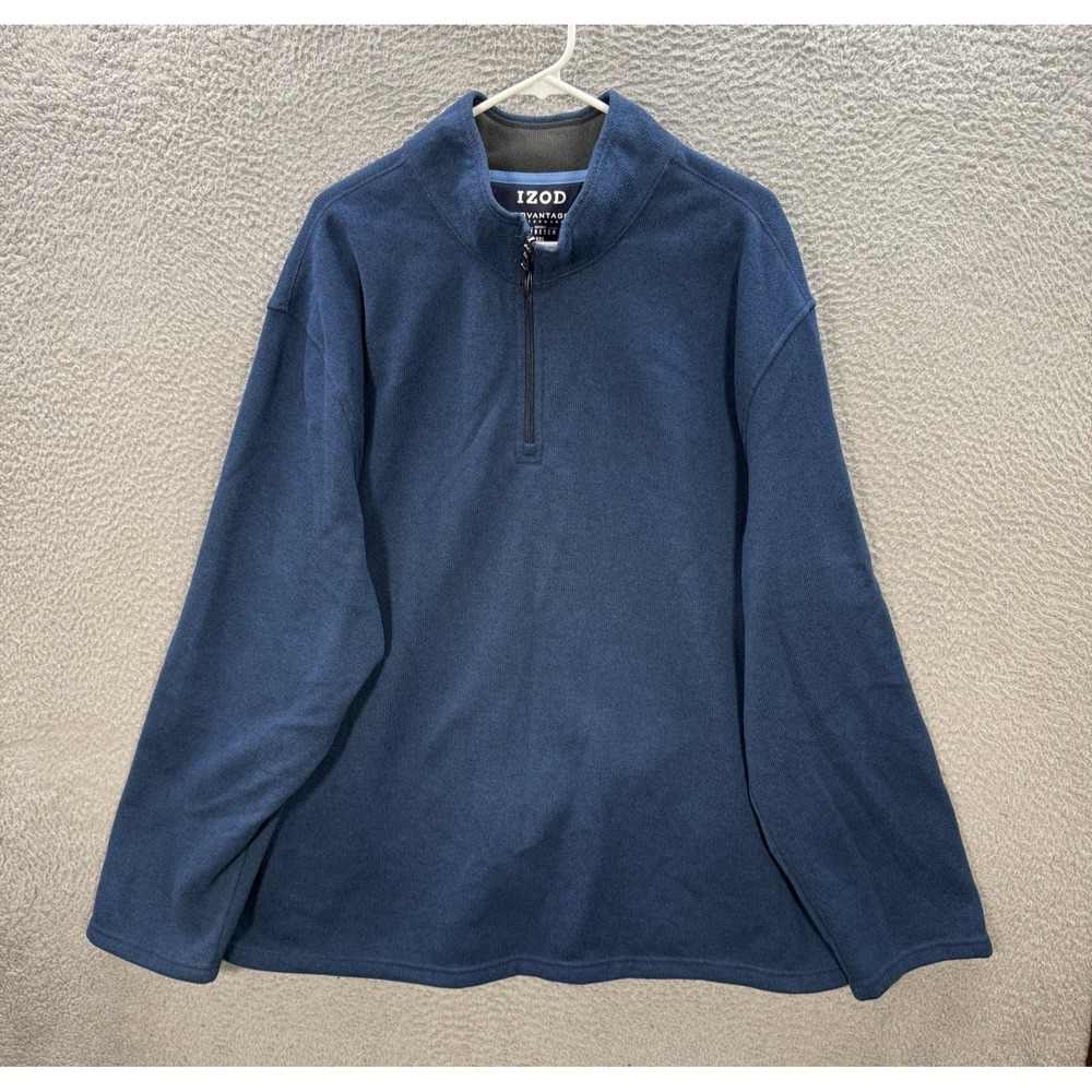 Izod Sweater Adult 3XL XXXL Blue Knit Advantage Performance Stretch 1/4 Zip Mens